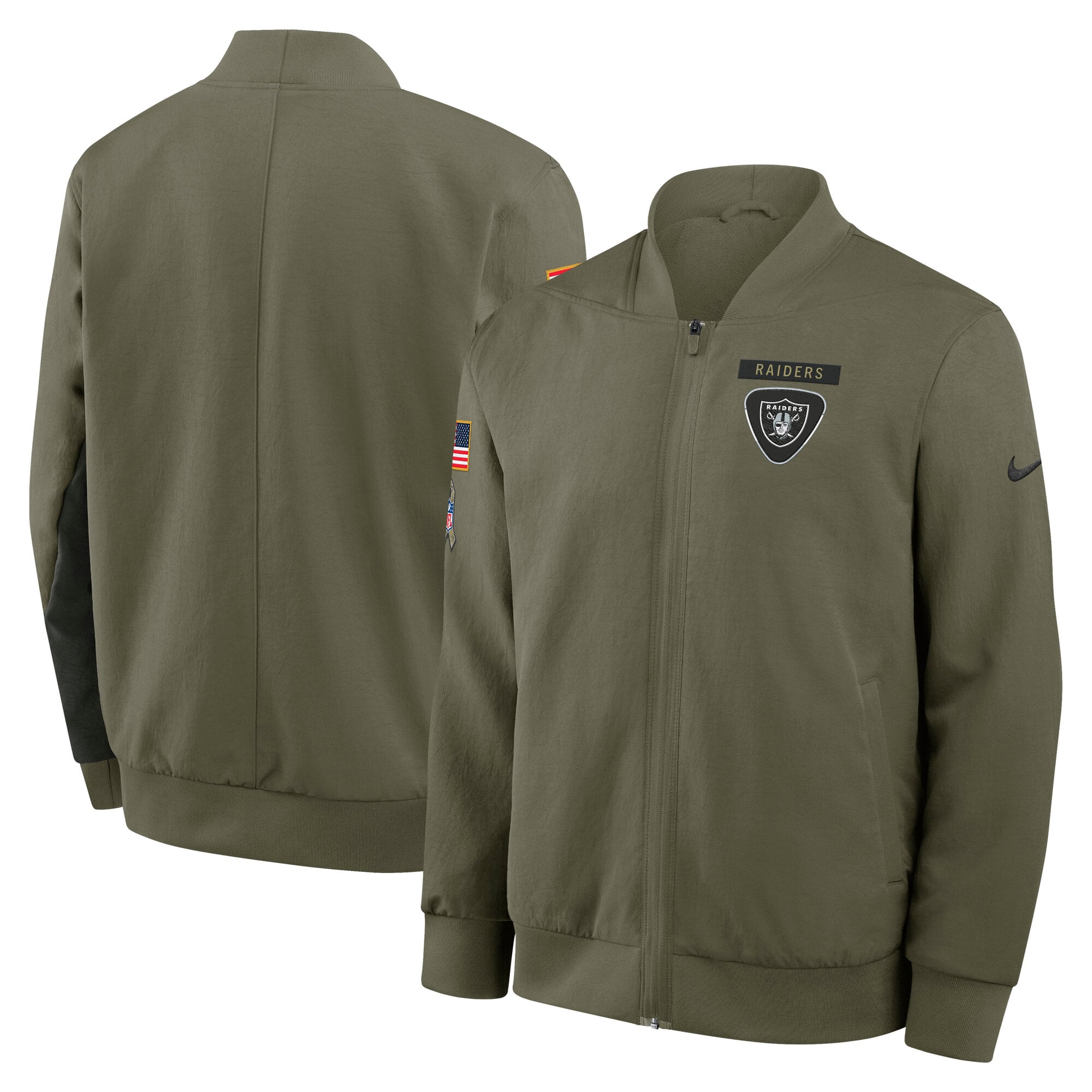 Las Vegas Raiders Nike 2025 Salute To Service Unstoppable Force Bomber Jacket - Mens