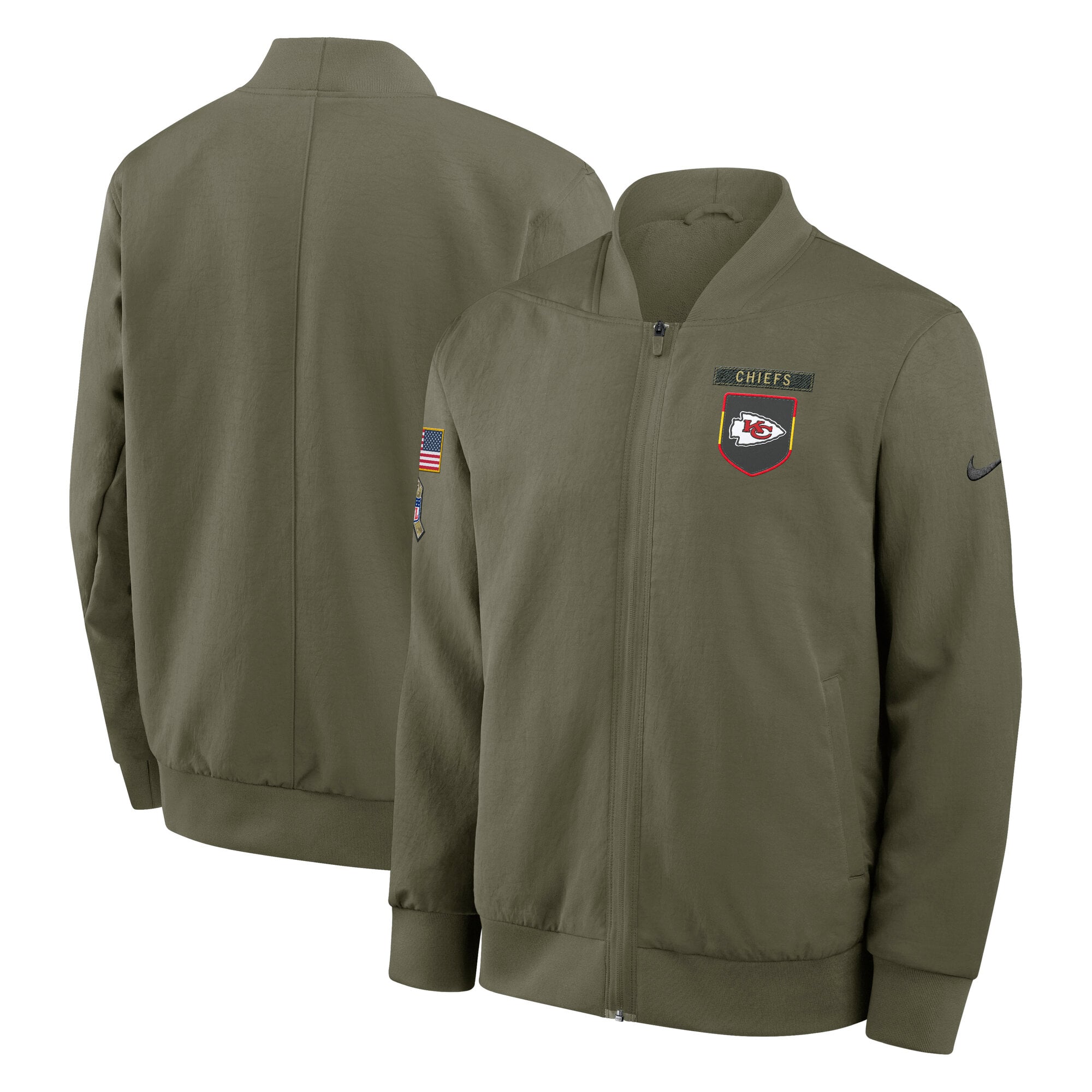 Kansas City Chiefs Nike 2025 Salute To Service Unstoppable Force Bomber Jacket - Mens