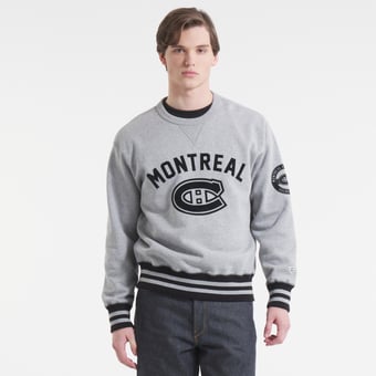 Men's   Athletic Heather Gray Montreal Canadiens Todd Snyder by Fanatics Relaxed Canadian Fleece Crew