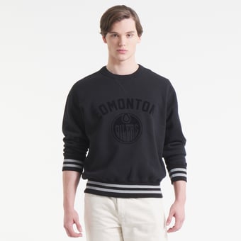 Men's   Black Edmonton Oilers Todd Snyder by Fanatics Relaxed Canadian Fleece Crew