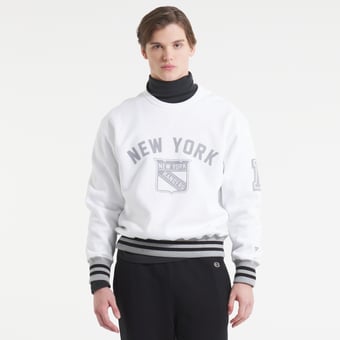 Men's   White New York Rangers Todd Snyder by Fanatics Relaxed Canadian Fleece Crew