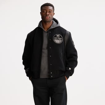 Men's Todd Snyder Navy Edmonton Oilers Cashmere Full-Snap Varsity Jacket