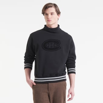 Men's   Black Montreal Canadiens Todd Snyder by Fanatics Relaxed Canadian Fleece Turtleneck