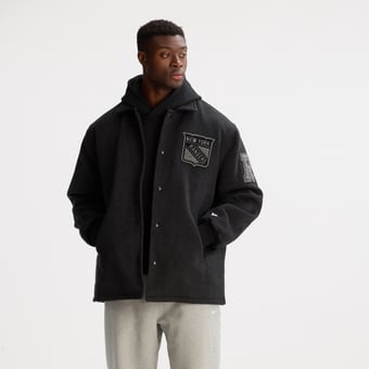 Men's Todd Snyder Heather Black New York Rangers Cashmere Full-Snap Coaches Jacket