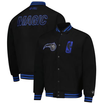 Unisex FISLL Black Orlando Magic Logoman Shadow Collection Full-Snap Varsity Jacket
