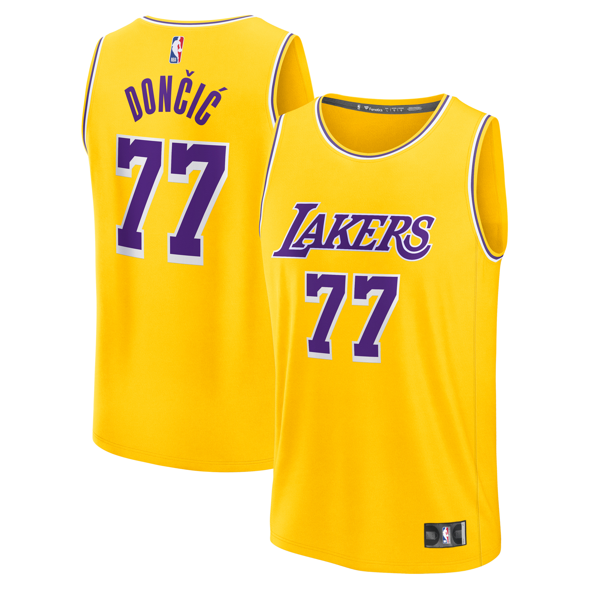 Men's Fanatics Luka Dončić Gold Los Angeles Lakers Fast Break Replica Player Jersey - Icon Edition