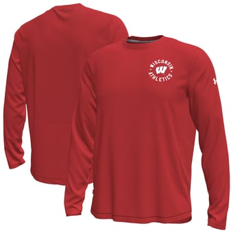 Men's Under Armour  Red Wisconsin Badgers Sideline Knockout Long-Sleeve T-Shirt