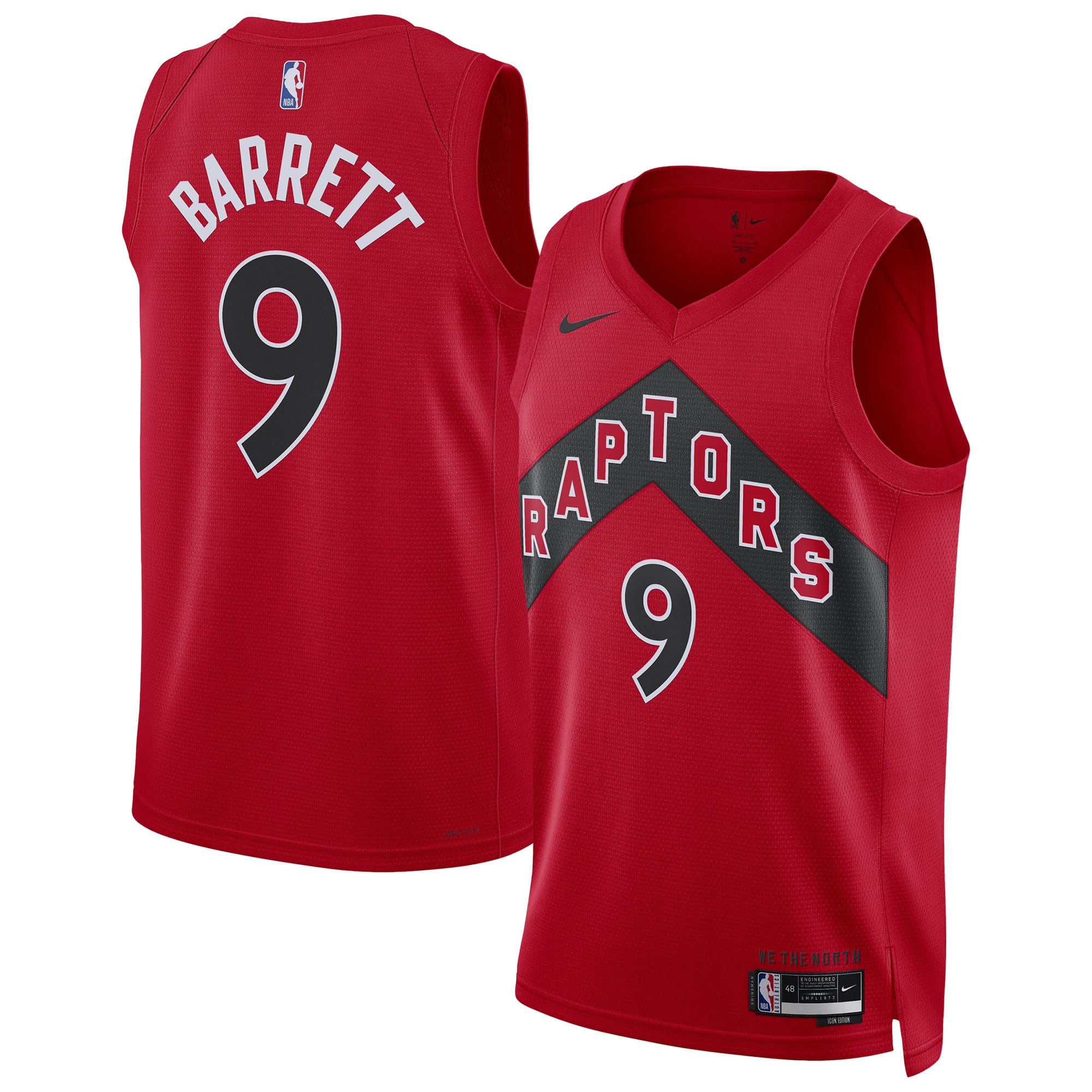 Unisex Nike RJ Barrett Red Toronto Raptors Icon Swingman Jersey