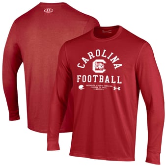 Men's Under Armour Garnet South Carolina Gamecocks 2025 Sideline Football Performance Cotton Long Sleeve T-Shirt