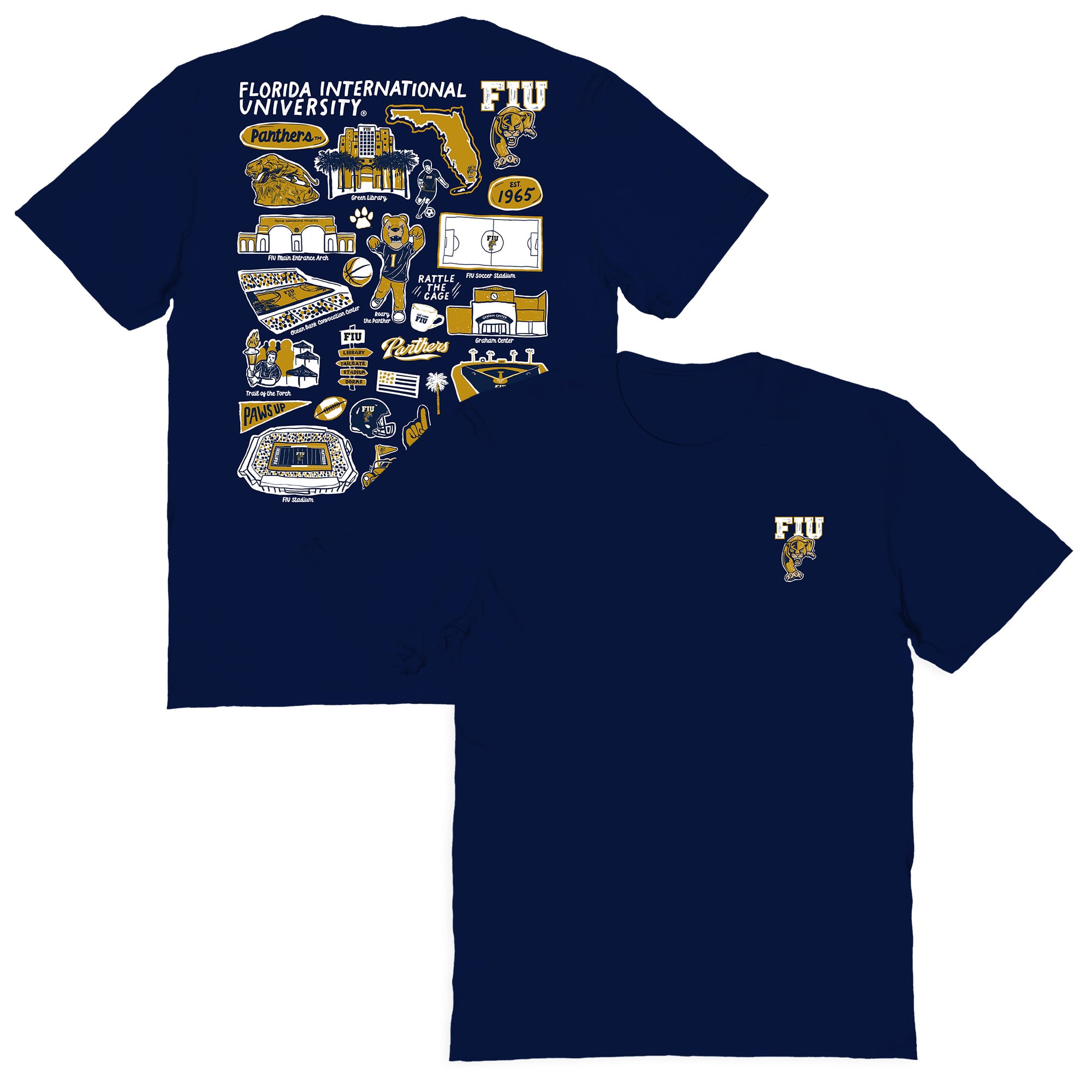 Women's Vive La Fete  Navy FIU Panthers Impressions Artwork Relaxed Fit T-Shirt