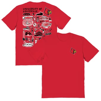 Women's Vive La Fete  Red Louisville Cardinals Impressions Artwork Relaxed Fit T-Shirt
