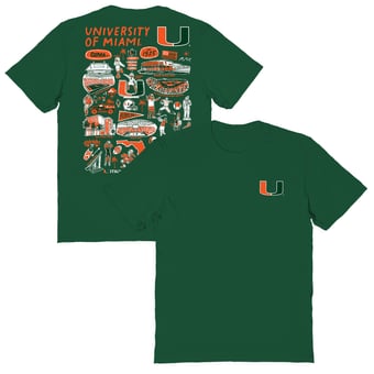 Women's Vive La Fete  Green Miami Hurricanes Impressions Artwork Relaxed Fit T-Shirt
