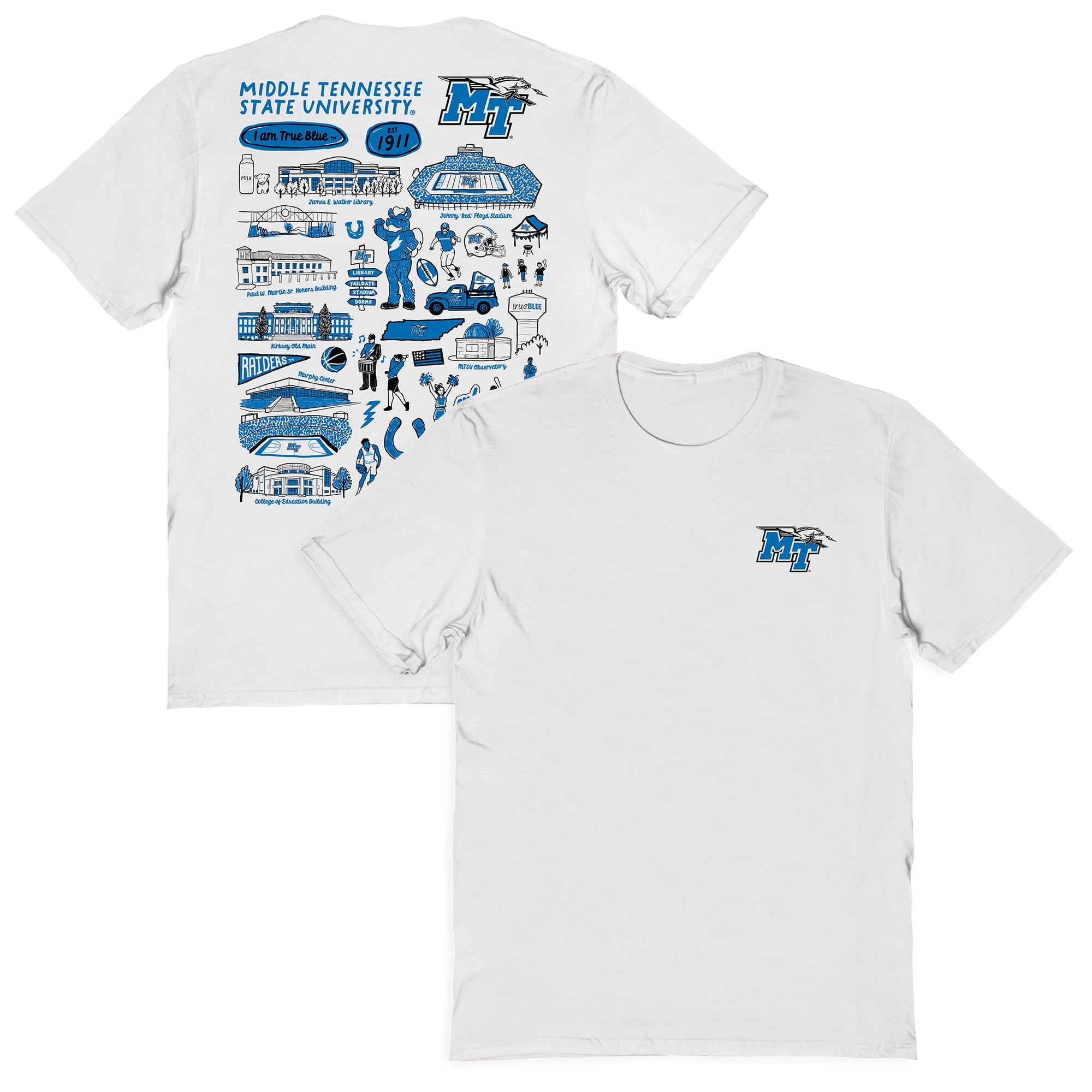 Women's Vive La Fete  White MTSU Blue Raiders Impressions Artwork Relaxed Fit T-Shirt