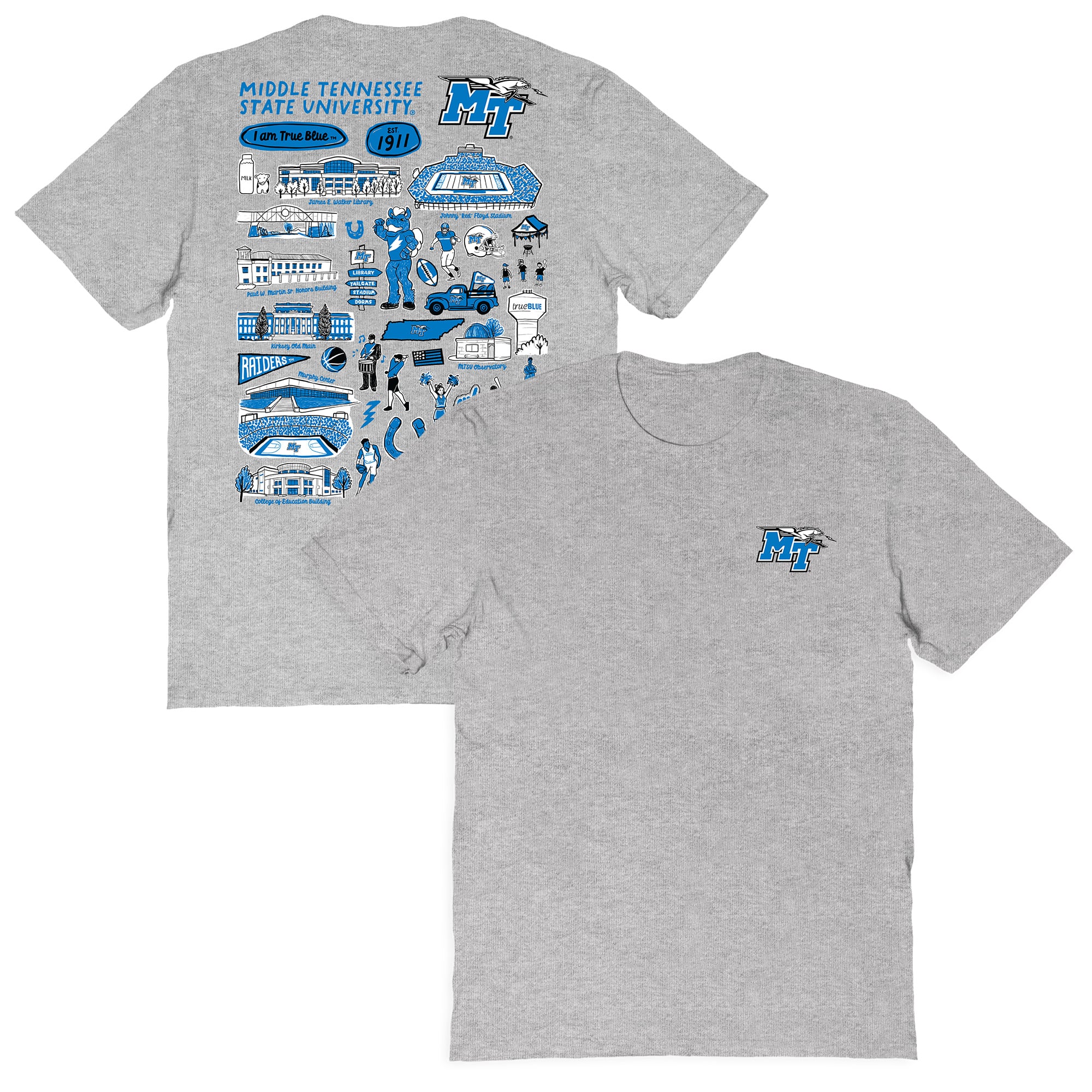 Women's Vive La Fete  Gray MTSU Blue Raiders Impressions Artwork Relaxed Fit T-Shirt