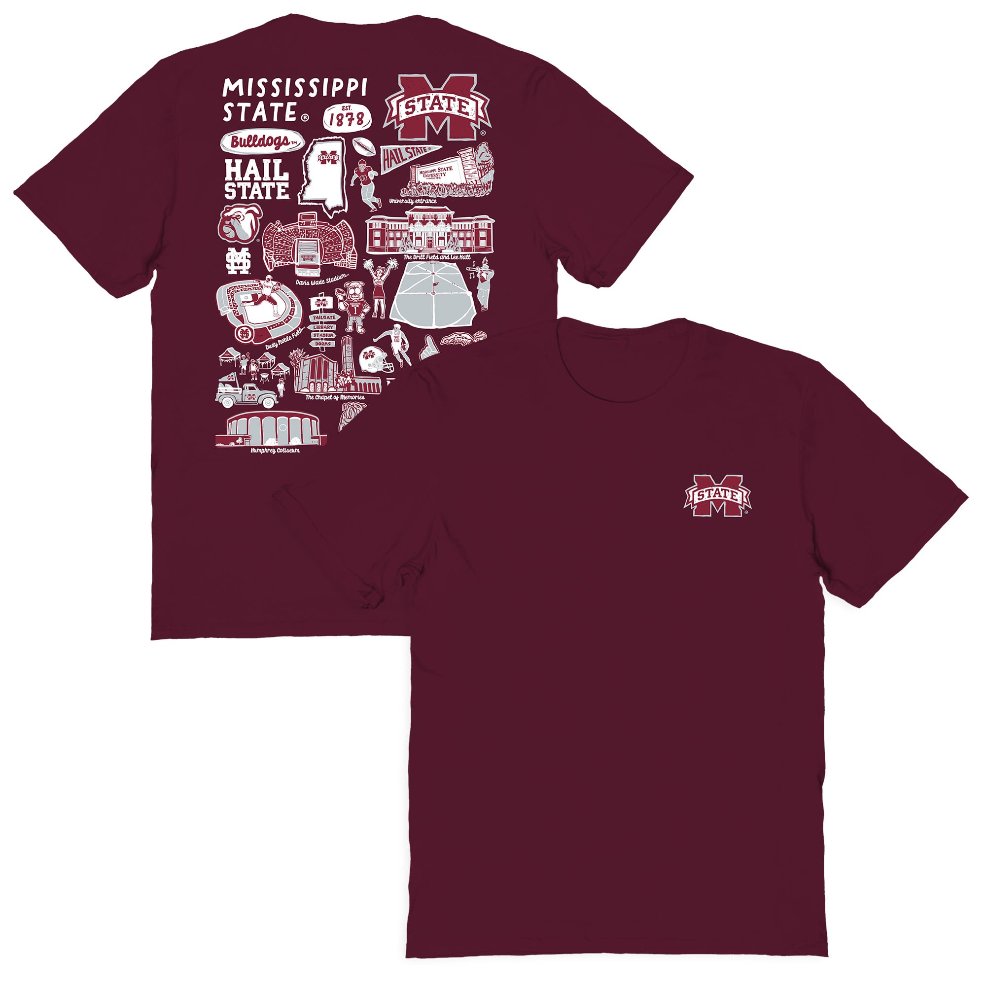 Women's Vive La Fete  Maroon Mississippi State Bulldogs Impressions Artwork Relaxed Fit T-Shirt