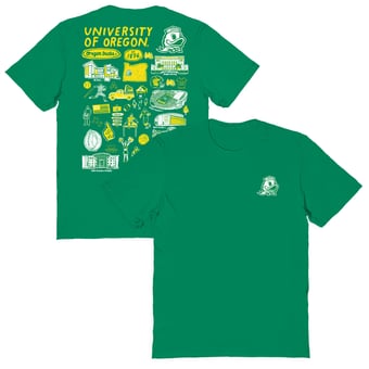 Women's Vive La Fete  Green Oregon Ducks Impressions Artwork Relaxed Fit T-Shirt