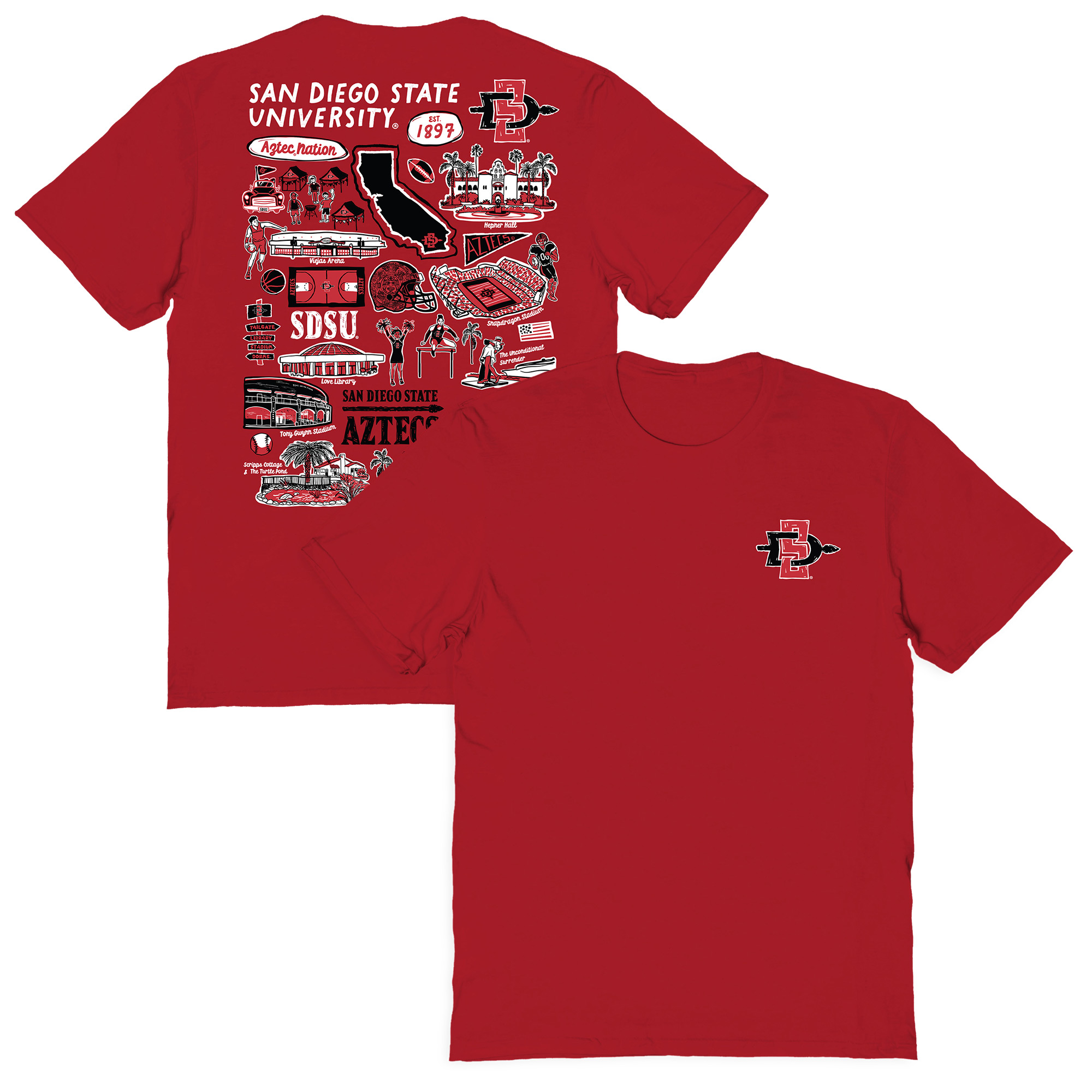 Women’s Vive La Fete Red San Diego State Aztecs Impressions Artwork Relaxed Fit T-Shirt Women’s Vive La Fete Red San Diego State Aztecs Impressions Artwork Relaxed Fit T-Shirt