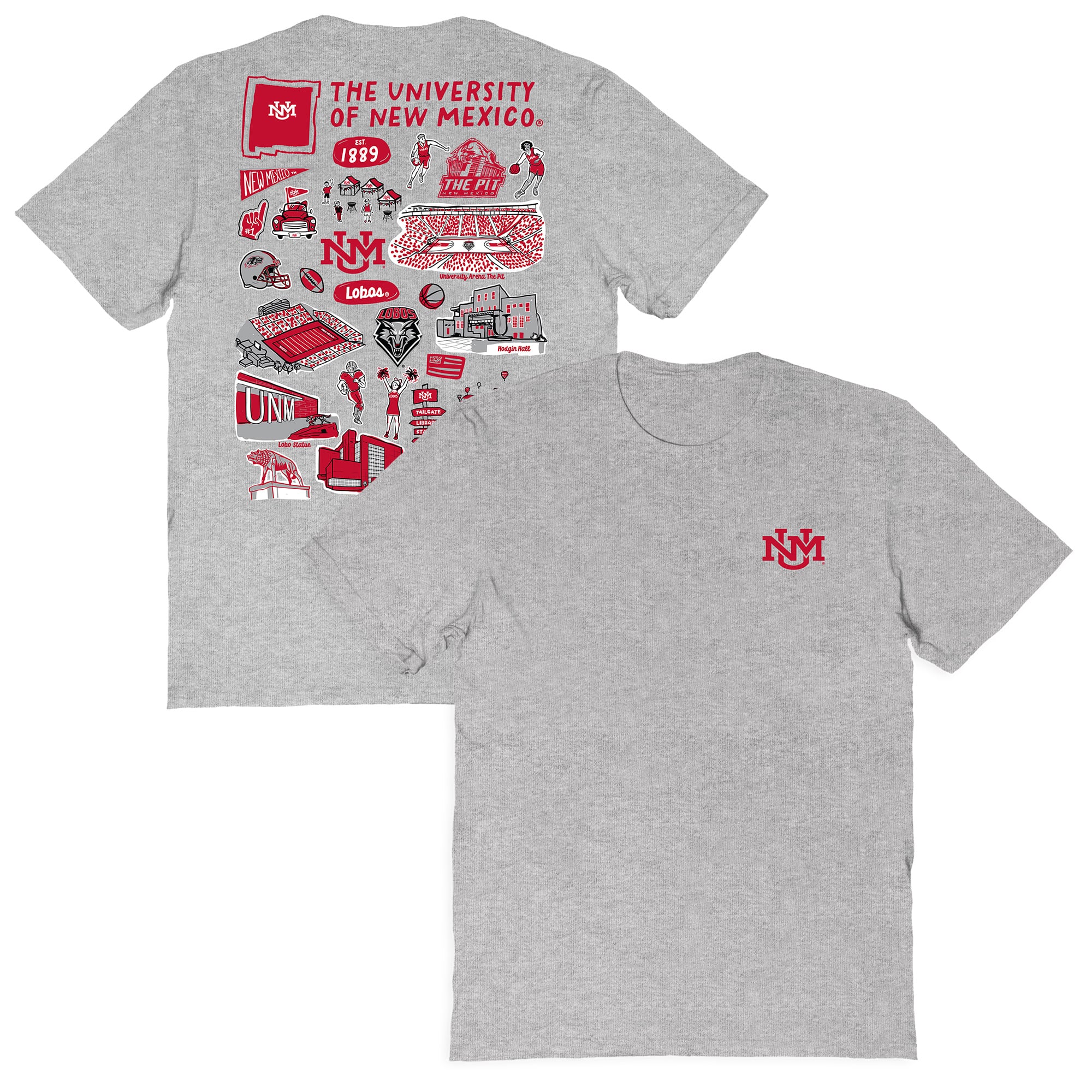 Women's Vive La Fete  Gray New Mexico Lobos Impressions Artwork Relaxed Fit T-Shirt