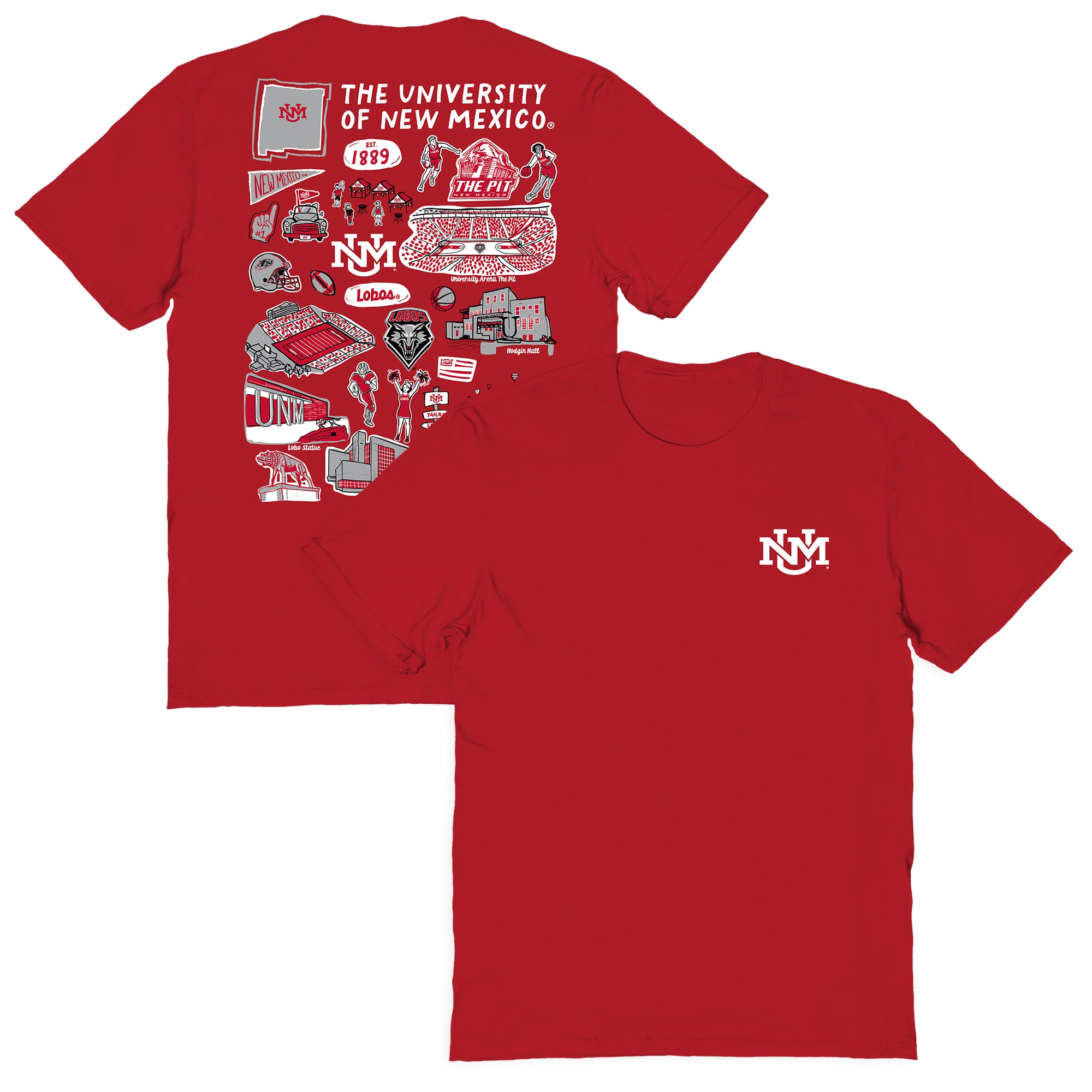 Women's Vive La Fete  Red New Mexico Lobos Impressions Artwork Relaxed Fit T-Shirt