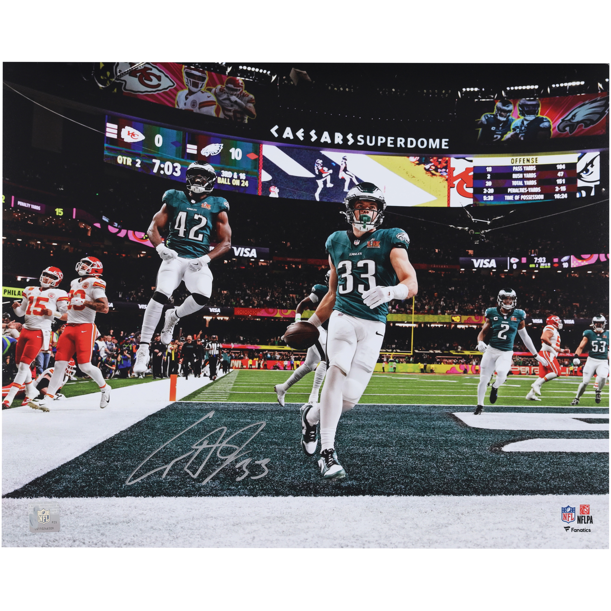 Cooper DeJean Philadelphia Eagles Autographed Super Bowl LIX Champions 16" x 20" Photograph