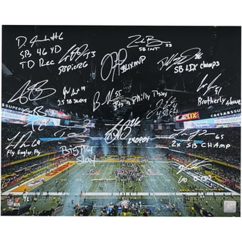 "Philadelphia Eagles Autographed 16"" x 20"" Super Bowl LIX Photograph with 15 Signatures & Multiple Inscriptions - Signed in White Ink - Limited Edition #1/1"