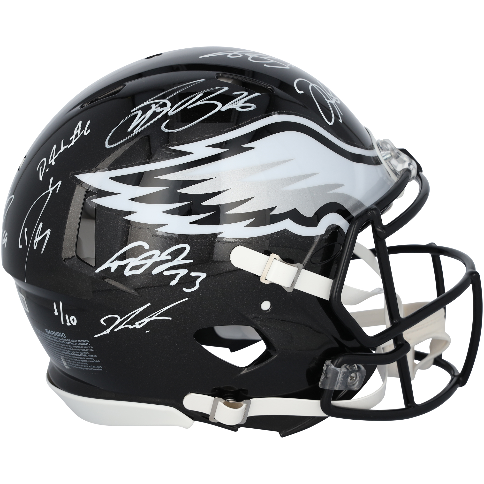 Philadelphia Eagles Super Bowl LIX Champions Autographed Riddell Black Alternate Speed Authentic Helmet with 15 Signatures - Limited Edition #1/10