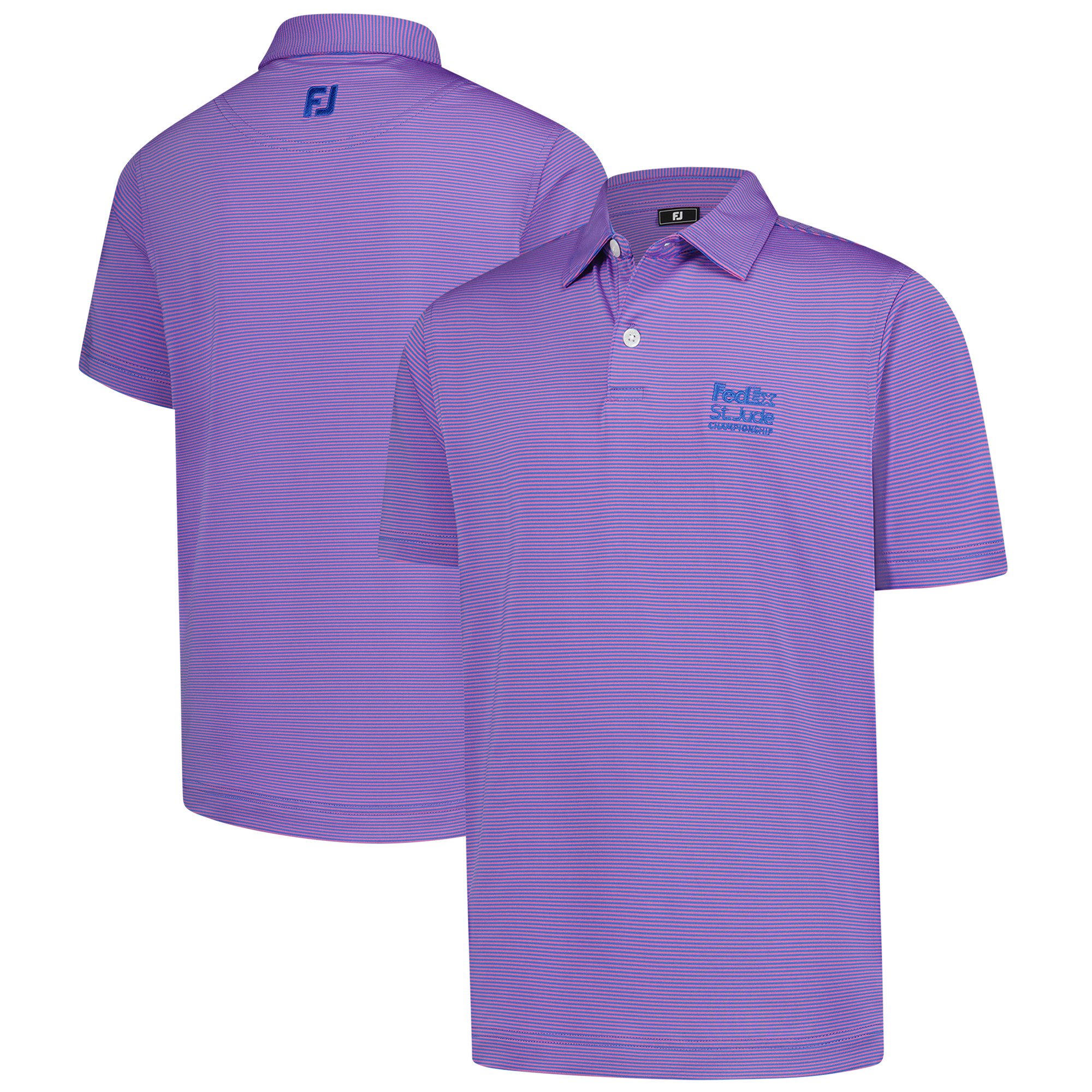 Youth FootJoy Purple FedEx St. Jude Championship MicroFeeder Stripe Lisle ProDry Polo