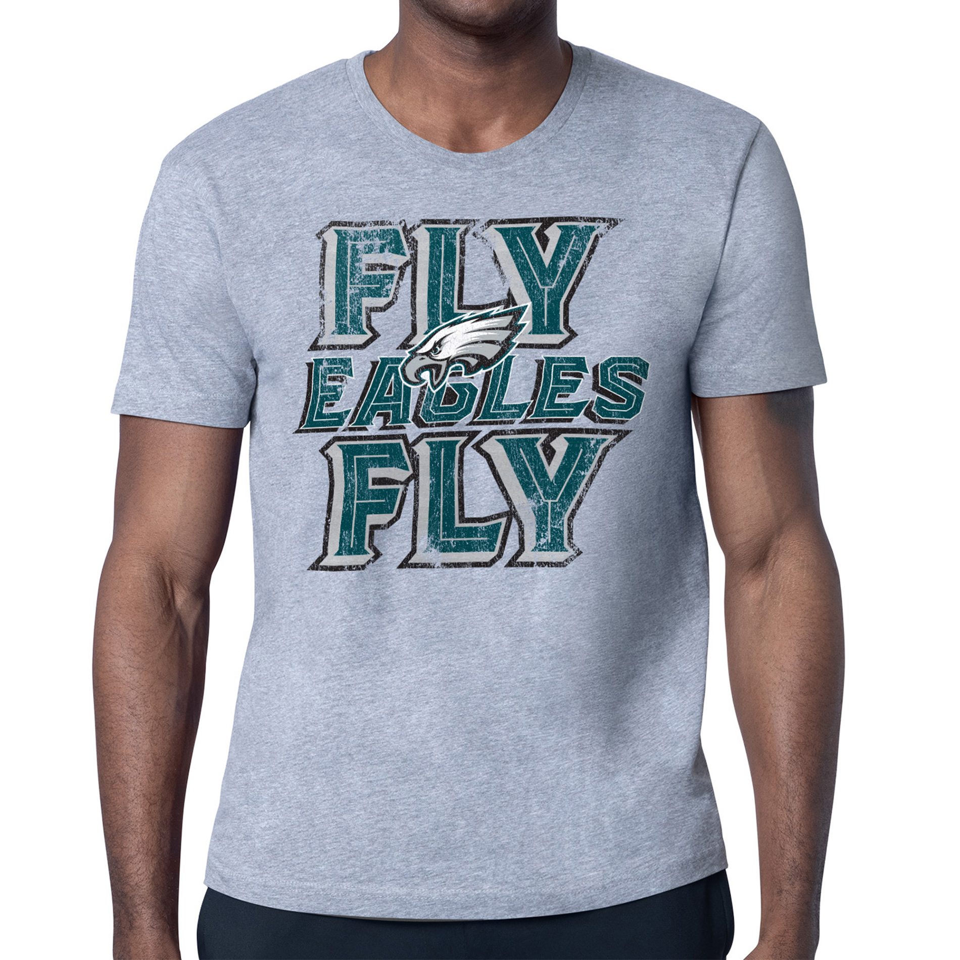 Men's Starter Gray Philadelphia Eagles Distressed Phrase T-Shirt