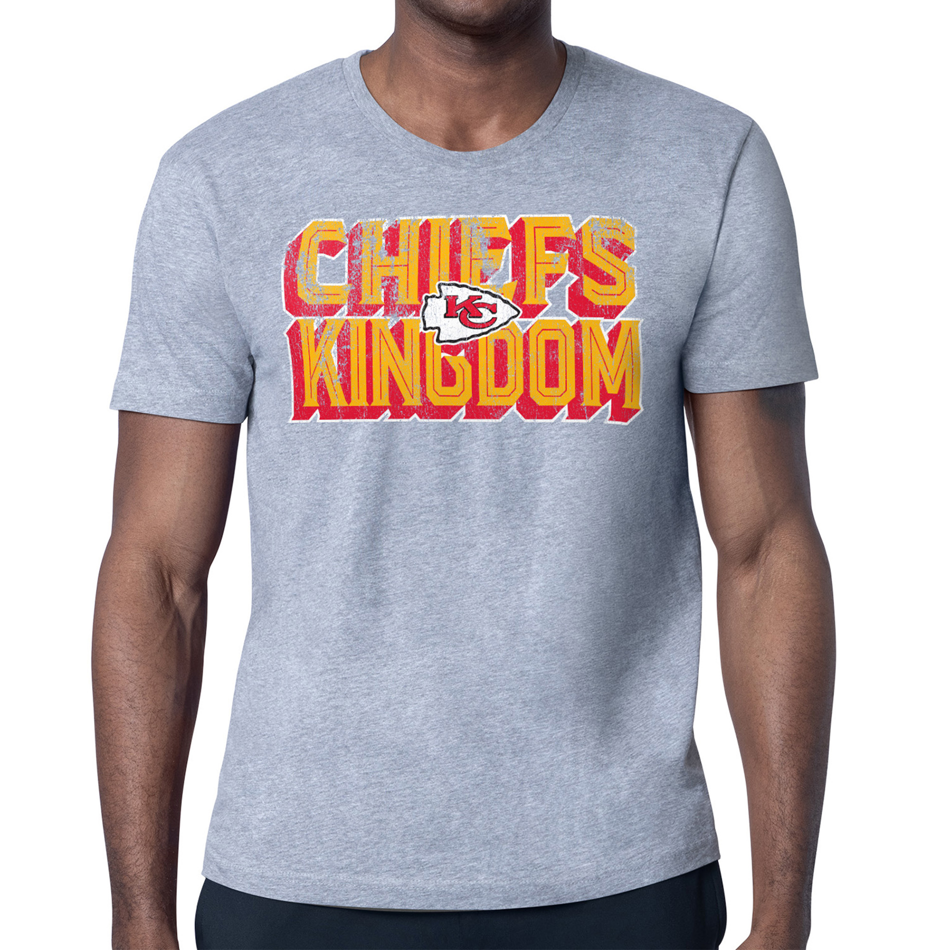 Men's Starter Gray Kansas City Chiefs Distressed Phrase T-Shirt