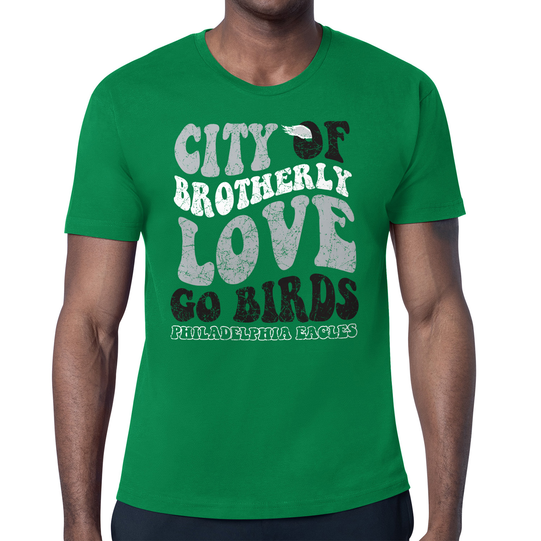 Men's Starter Kelly Green Philadelphia Eagles Distressed Retro City of Brotherly Love T-Shirt