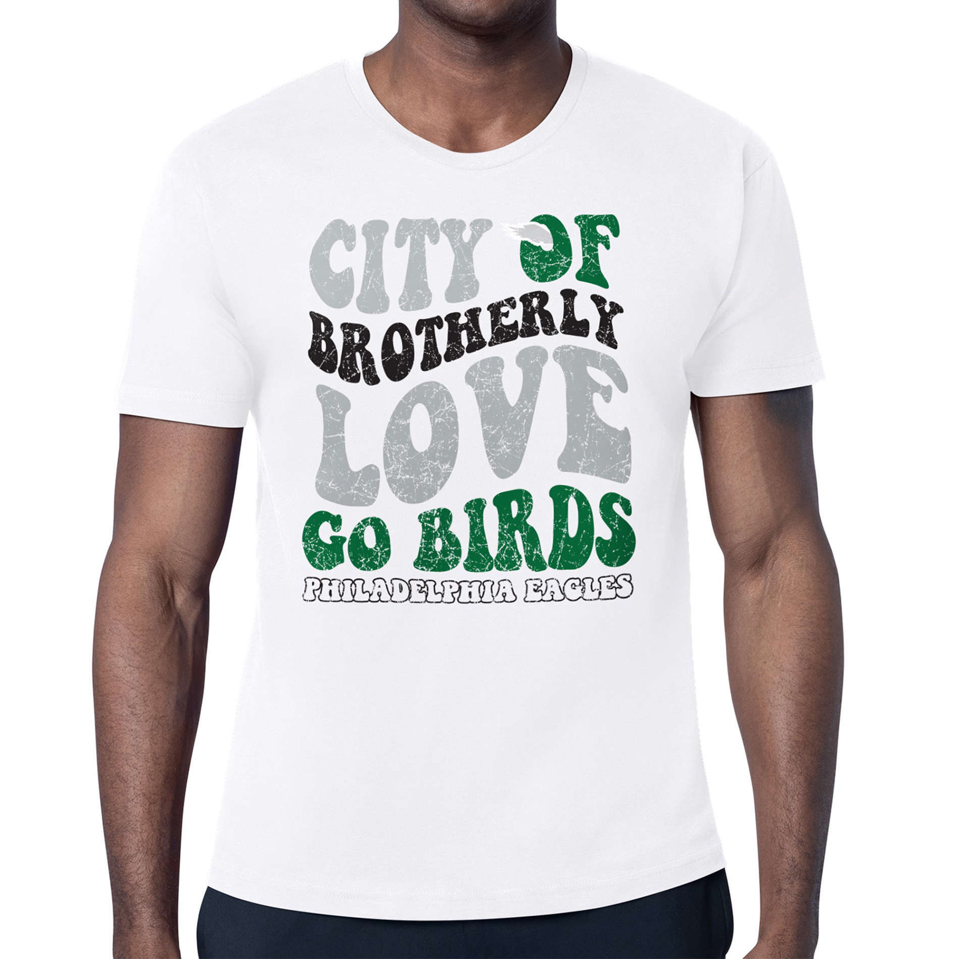 Men's Starter White Philadelphia Eagles Distressed Retro City of Brotherly Love T-Shirt