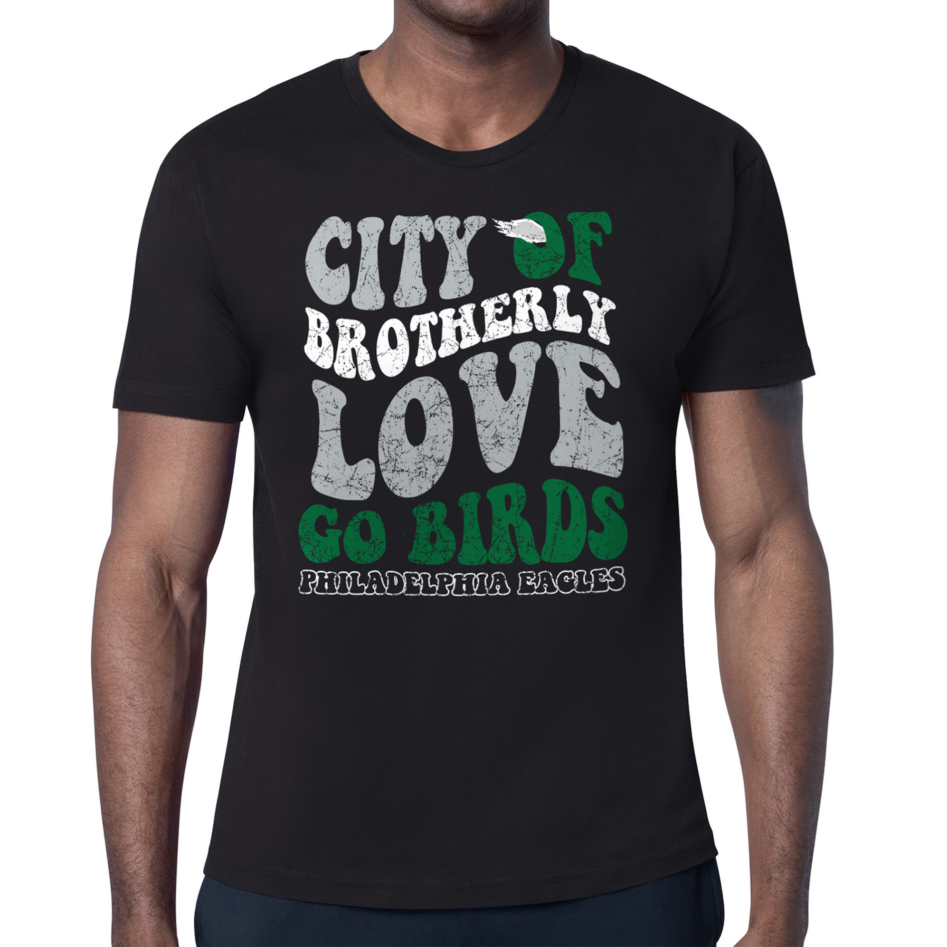 Men’s Starter Black Philadelphia Eagles Distressed Retro City of Brotherly Love T-Shirt Men’s Starter Black Philadelphia Eagles Distressed Retro City of Brotherly Love T-Shirt