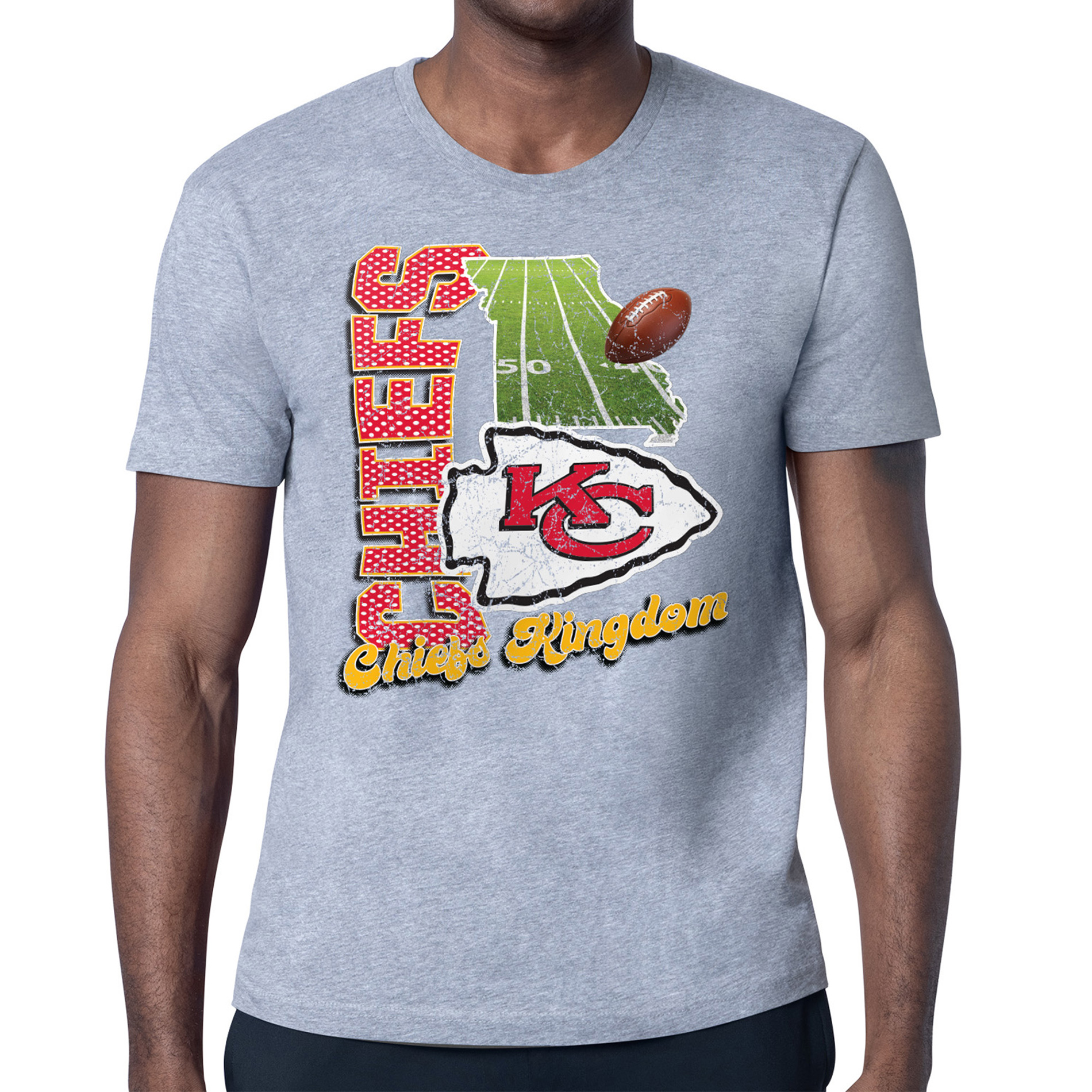 Men's Starter Gray Kansas City Chiefs Distressed Retro State Field T-Shirt