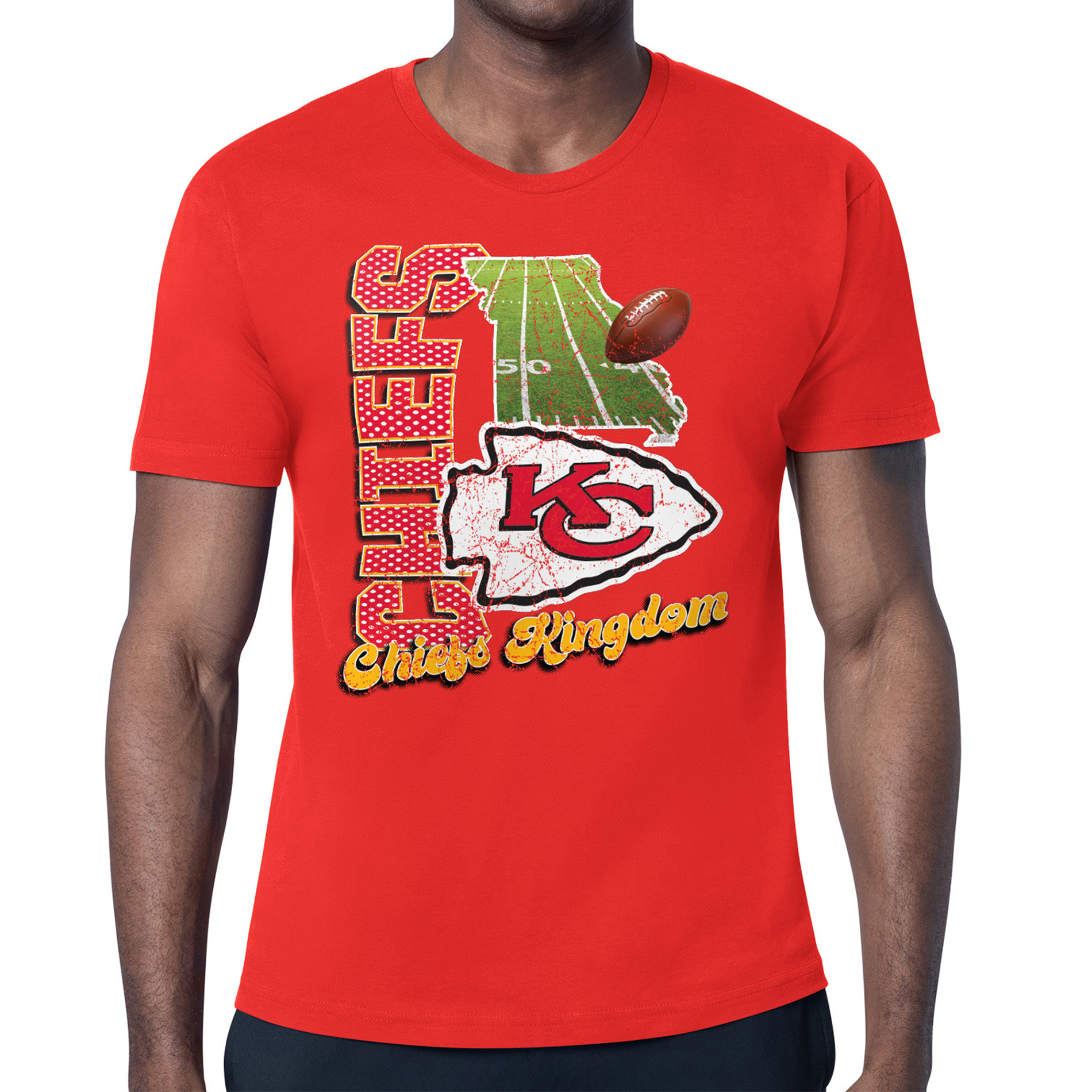 Men’s Starter Red Kansas City Chiefs Distressed Retro State Field T-Shirt Men’s Starter Red Kansas City Chiefs Distressed Retro State Field T-Shirt
