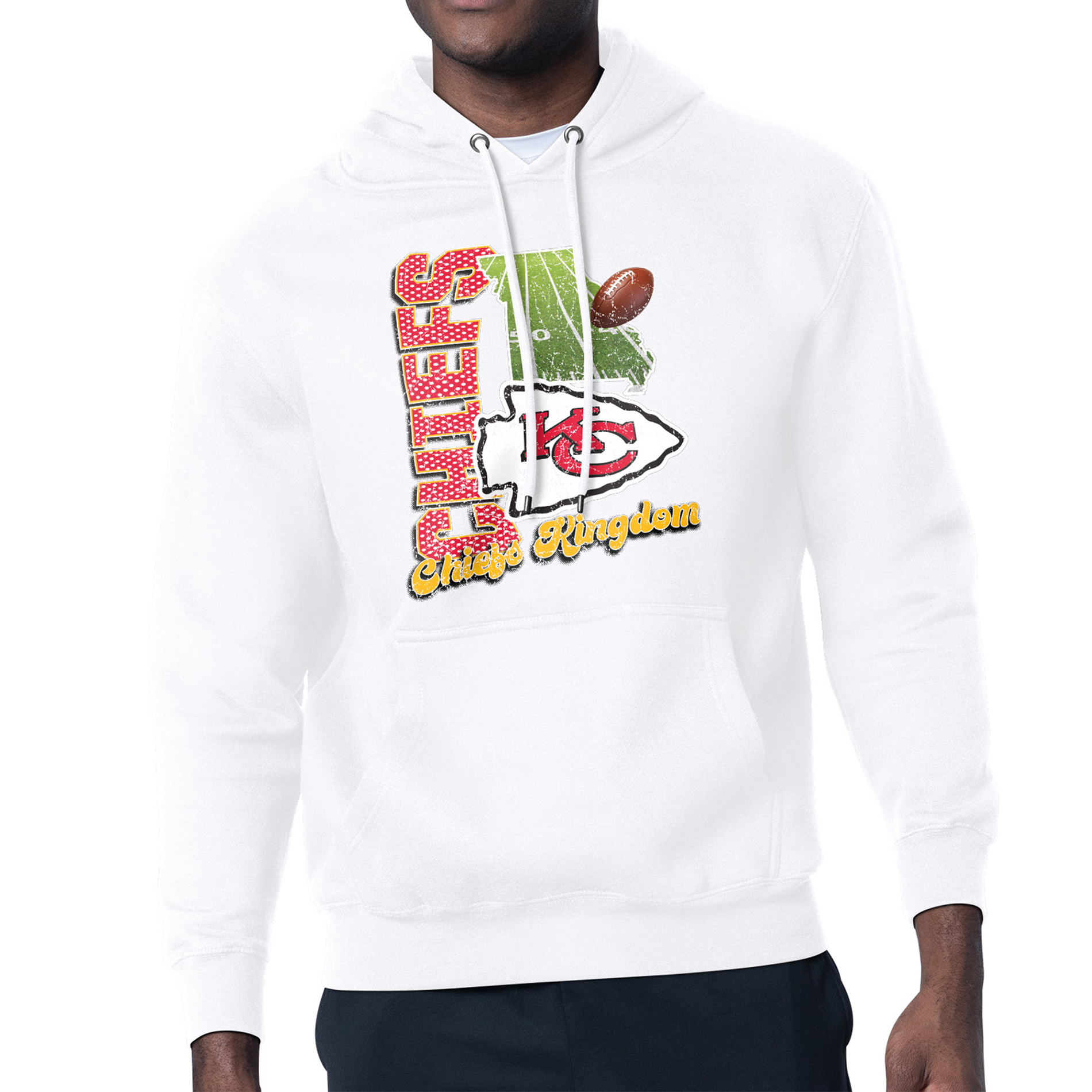 Men's Starter White Kansas City Chiefs Retro State Field Fleece Pullover Hoodie