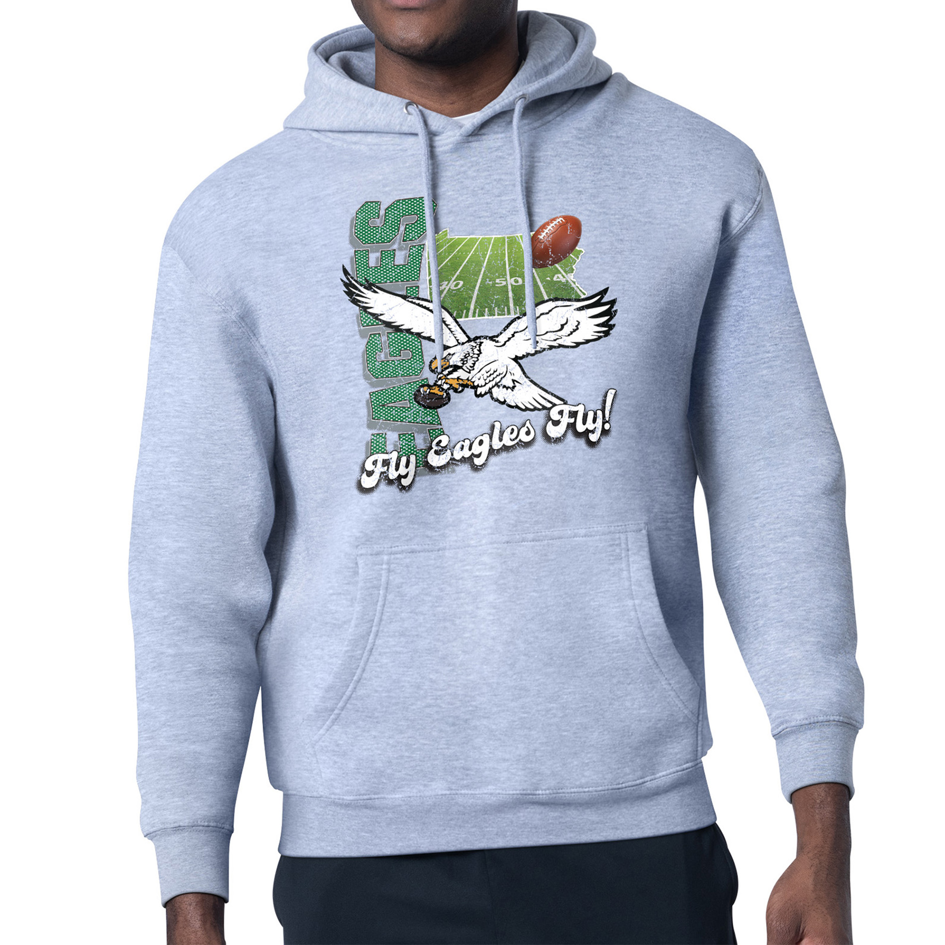 Men's Starter Gray Philadelphia Eagles Retro State Field Fleece Pullover Hoodie