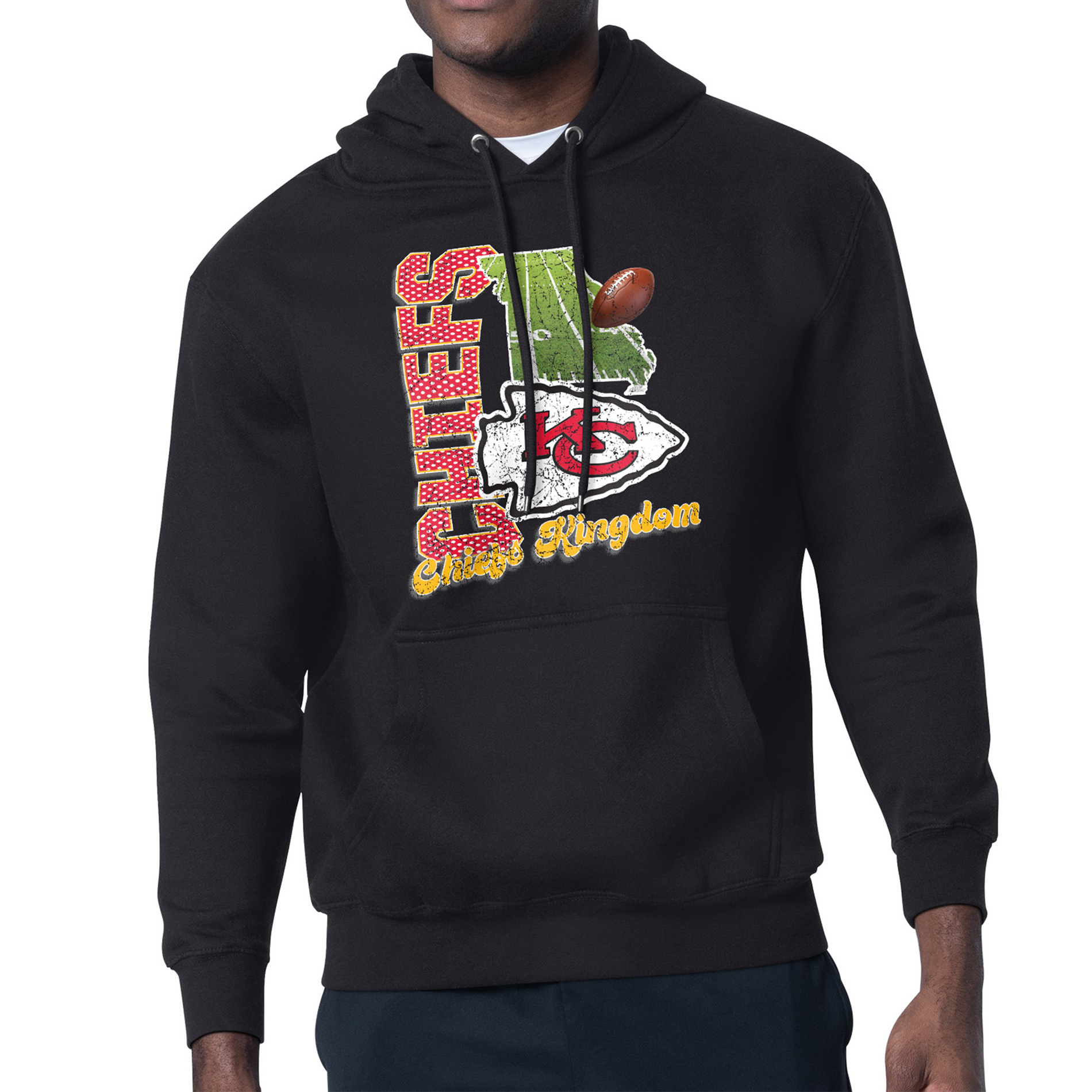 Men's Starter Black Kansas City Chiefs Retro State Field Fleece Pullover Hoodie