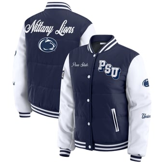 Women's WEAR by Erin Andrews  Navy Penn State Nittany Lions Varsity Puffer Jacket