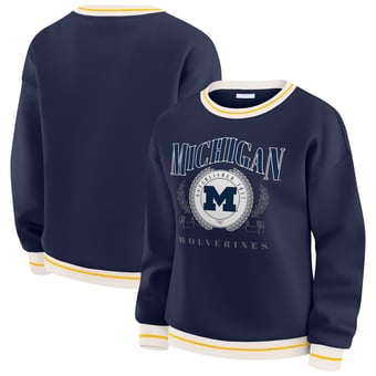 Women's WEAR by Erin Andrews Navy Michigan Wolverines Seal Sweatshirt