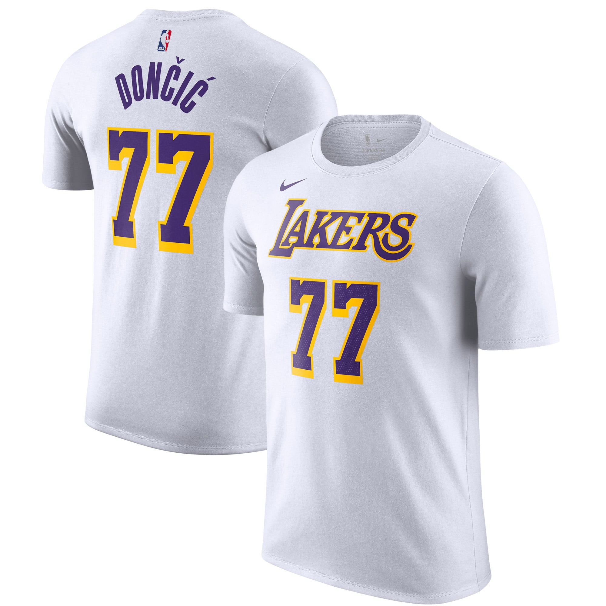 Men's Nike Luka Dončić White Los Angeles Lakers Statement Edition Name & Number T-Shirt
