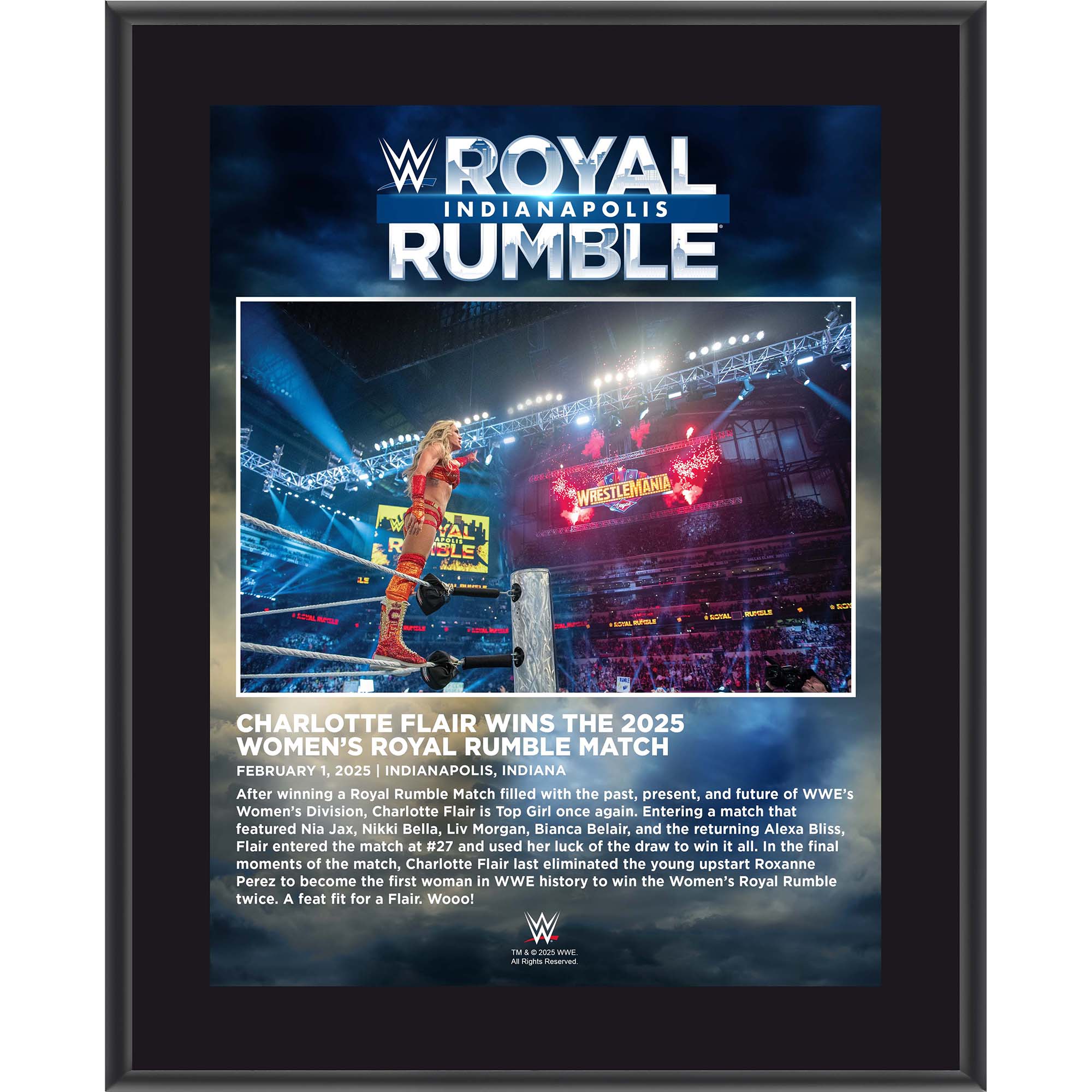 Charlotte Flair WWE 10.5" x 13" 2025 Royal Rumble Sublimated Plaque