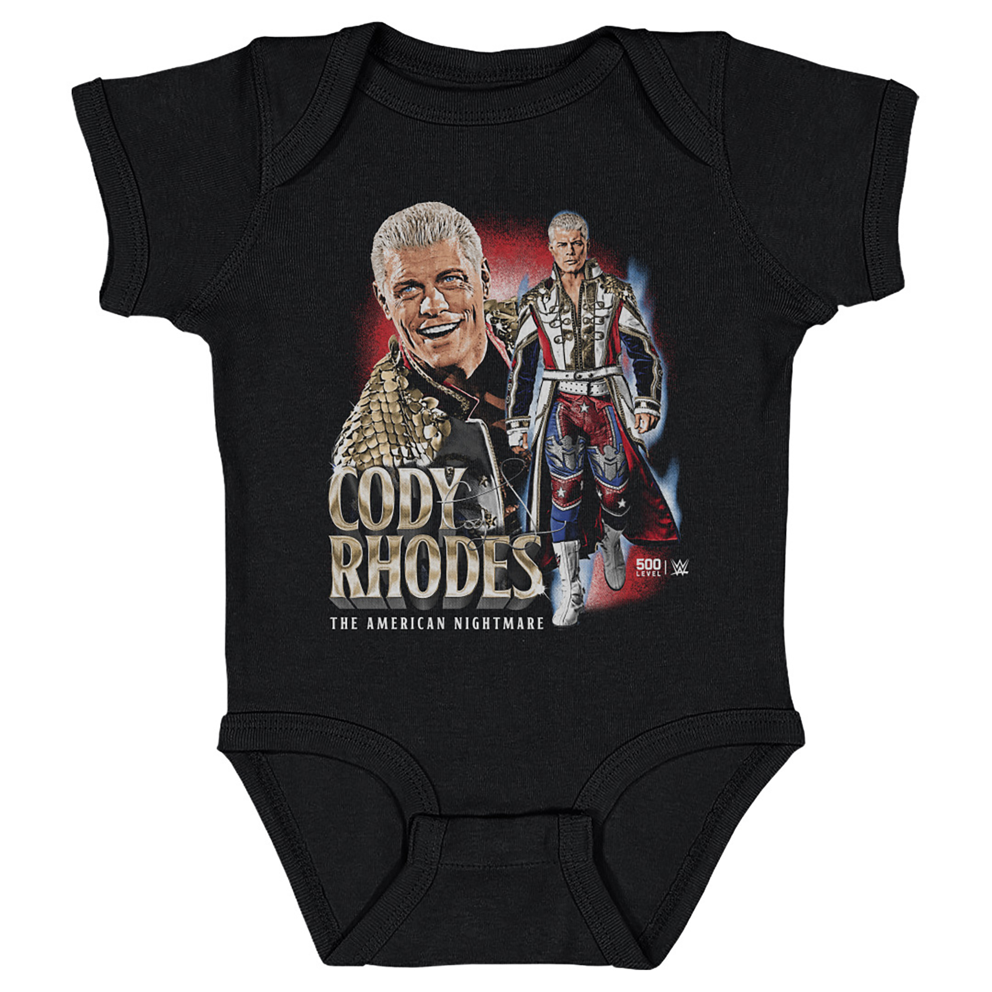 Infant 500 Level Black Cody Rhodes American Nightmare Vintage Bodysuit Infant 500 Level Black Cody Rhodes American Nightmare Vintage Bodysuit