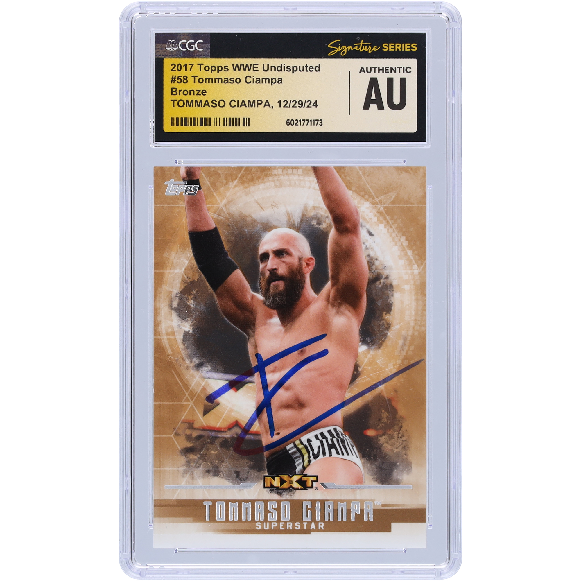 Tommaso Ciampa WWE Autographed 2017 Topps Undisputed Bronze #58 #/99 CGC Fanatics Witnessed Authenticated Card Tommaso Ciampa WWE Autographed 2017 Topps Undisputed Bronze #58 #/99 CGC Fanatics Witnessed Authenticated Card