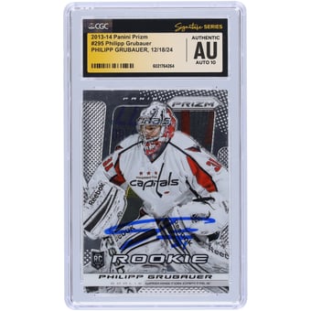 Philipp Grubauer Washington Capitals Autographed 2013-14 Panini Prizm #295 CGC Fanatics Witnessed Authenticated Auto 10 Rookie Card