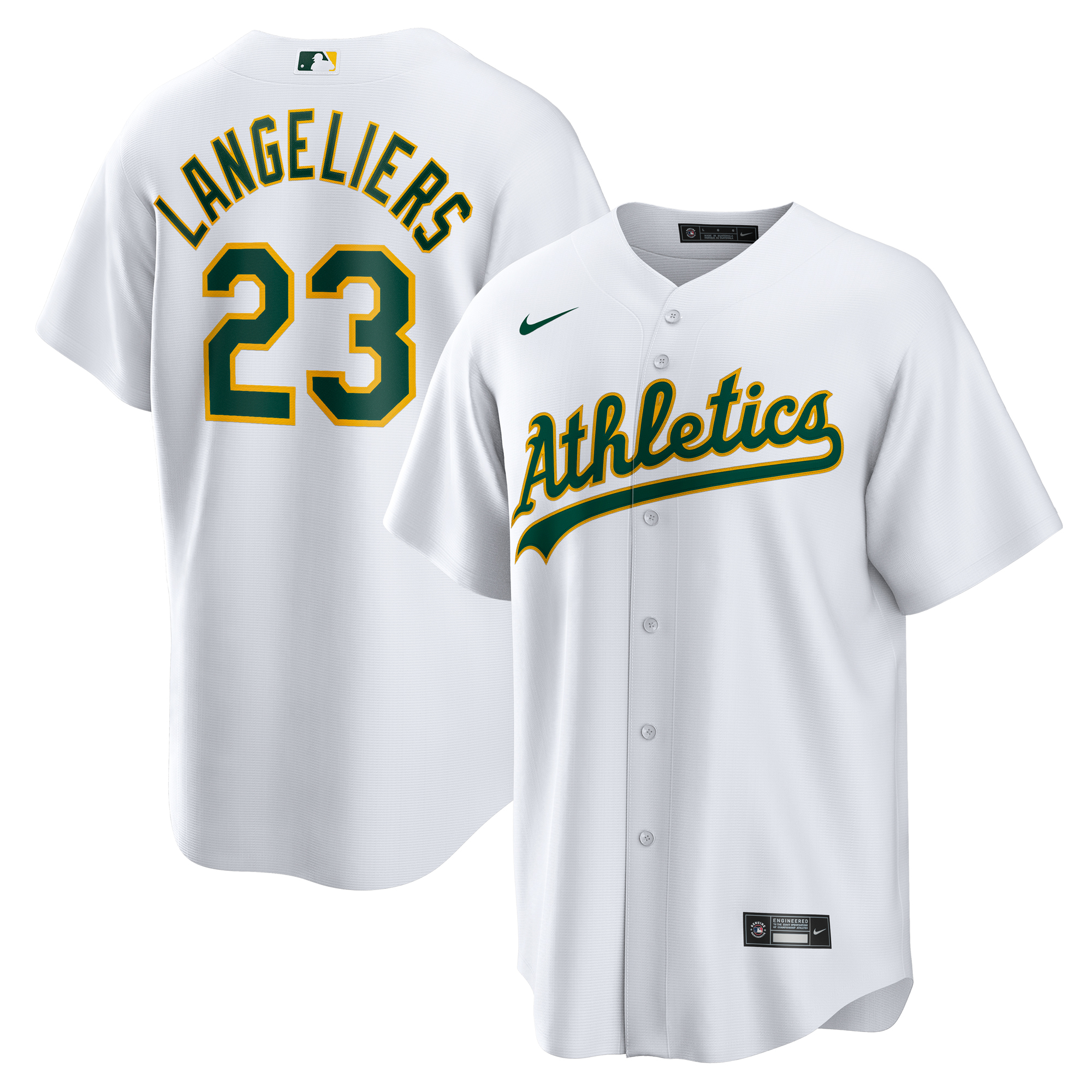 Men's Nike Shea Langeliers White Athletics Home Replica Jersey