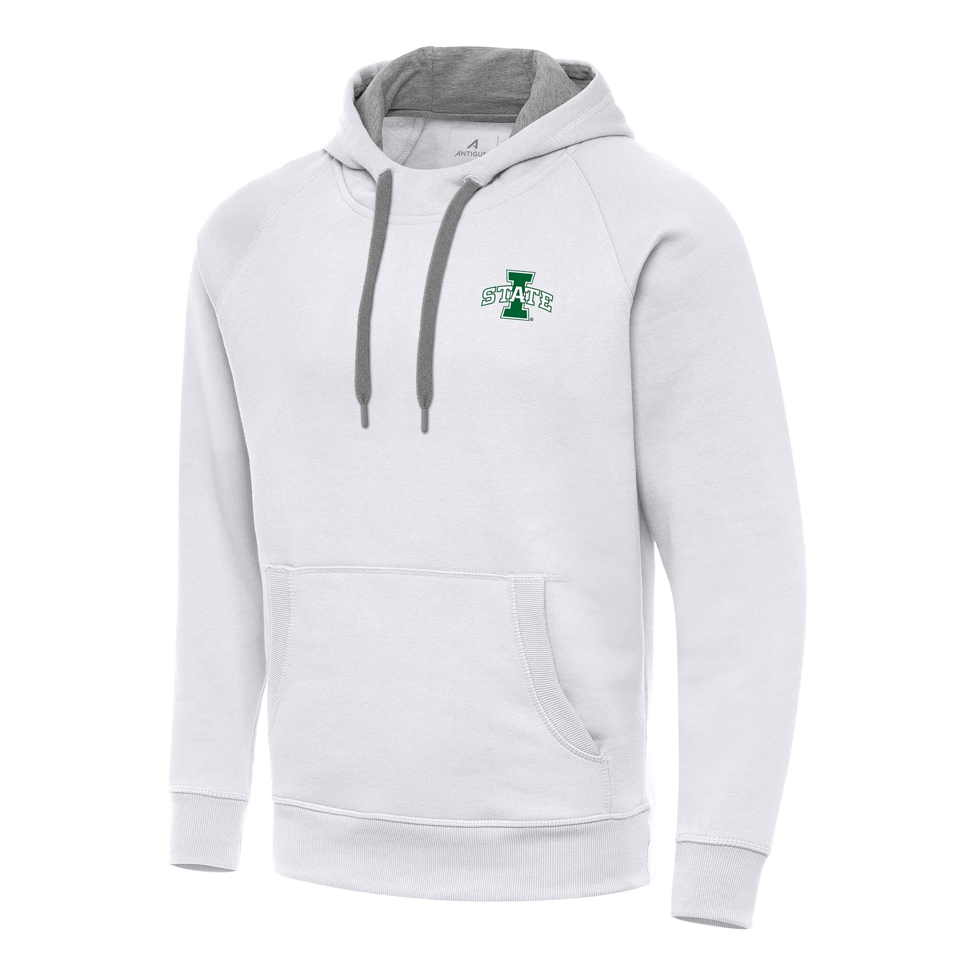 Men's Antigua  White Iowa State Cyclones St. Patrick's Day Fleece Raglan Victory Pullover Hoodie