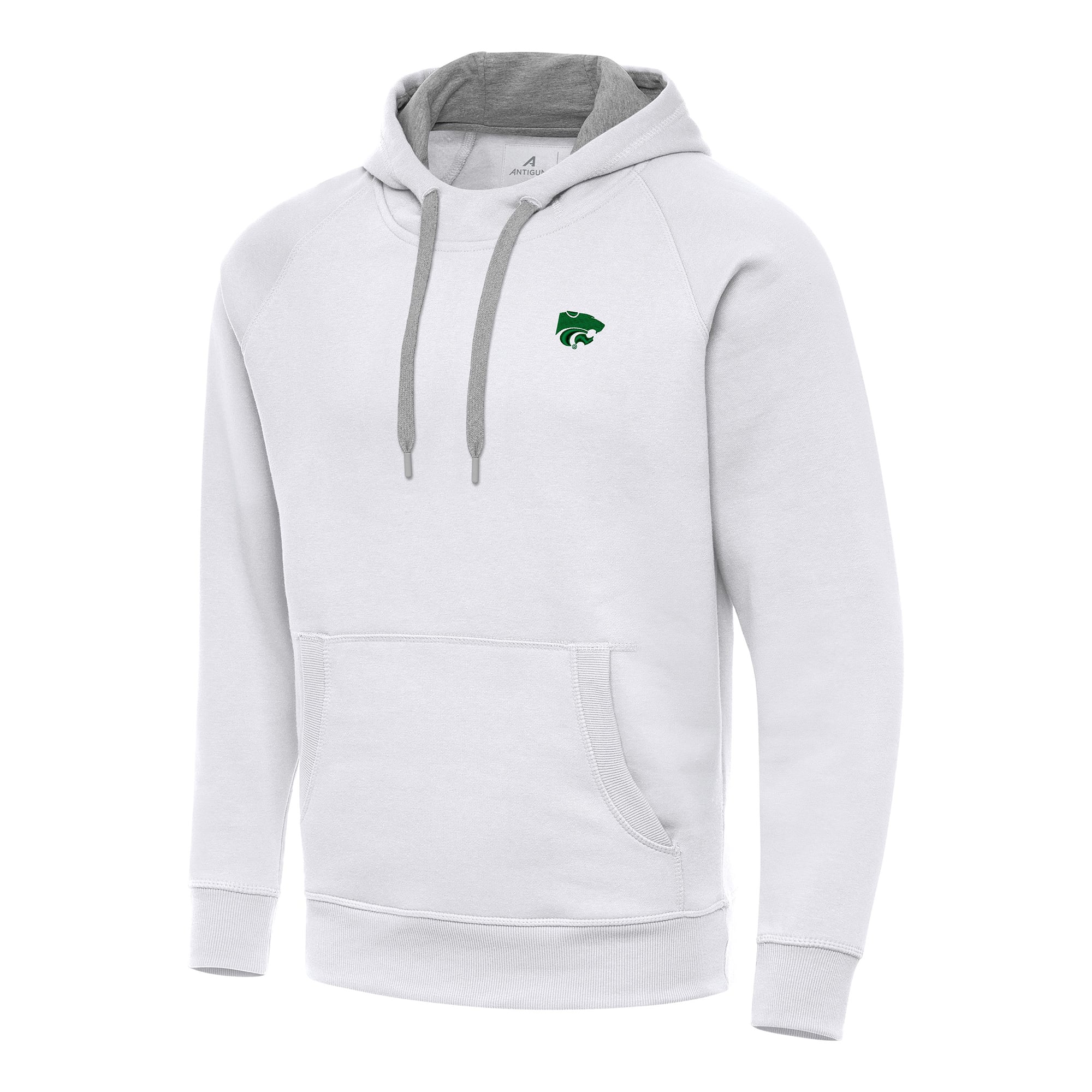 Men's Antigua  White Kansas State Wildcats St. Patrick's Day Fleece Raglan Victory Pullover Hoodie