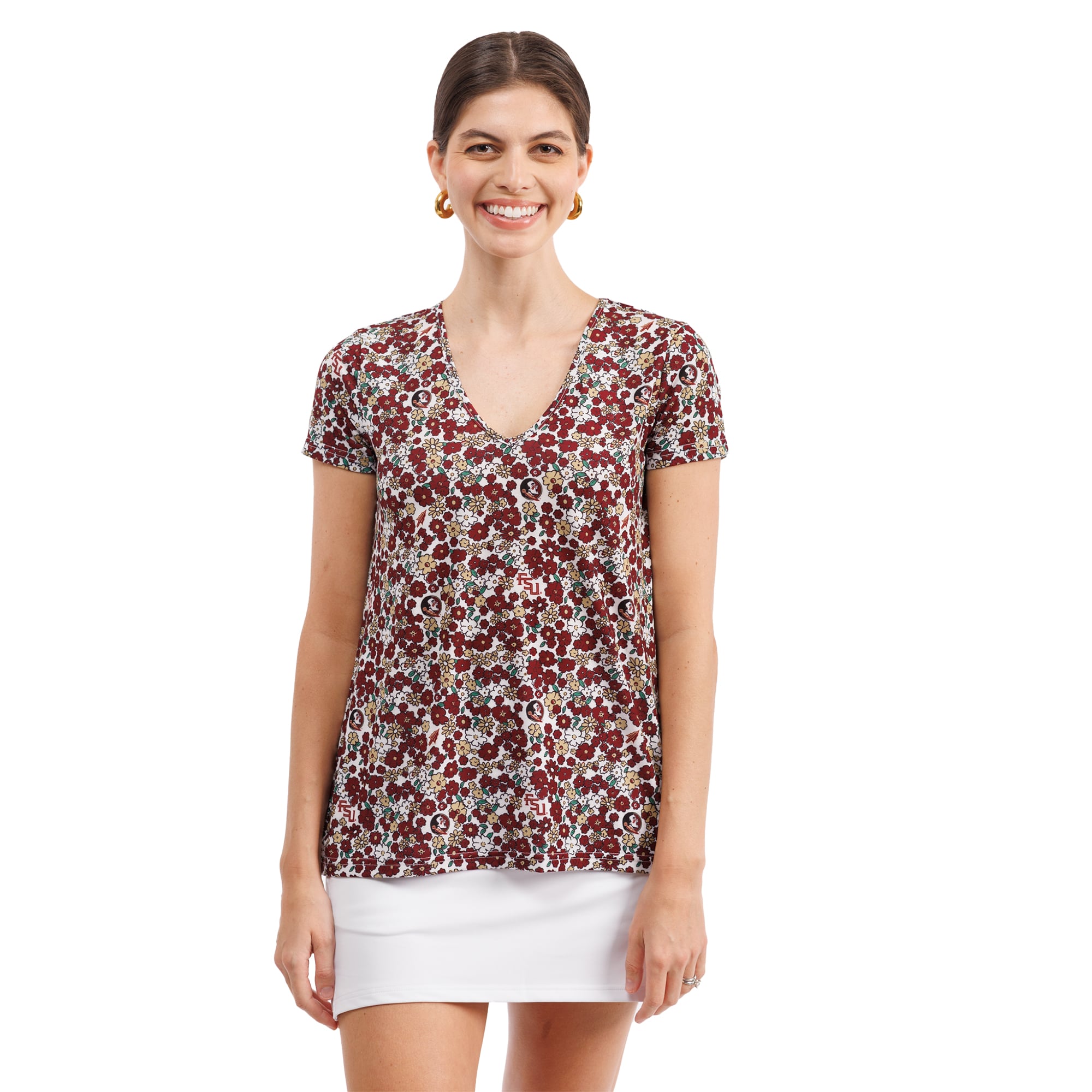 Women's Smith & Quinn Garnet Florida State Seminoles Blake Floral V-Neck Top