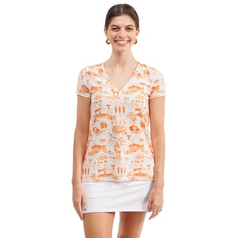 Women's Smith & Quinn White Tennessee Volunteers Blake Floral V-Neck Top