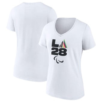 Women's White LA 2028 Summer Olympics Prism V-Neck T-Shirt